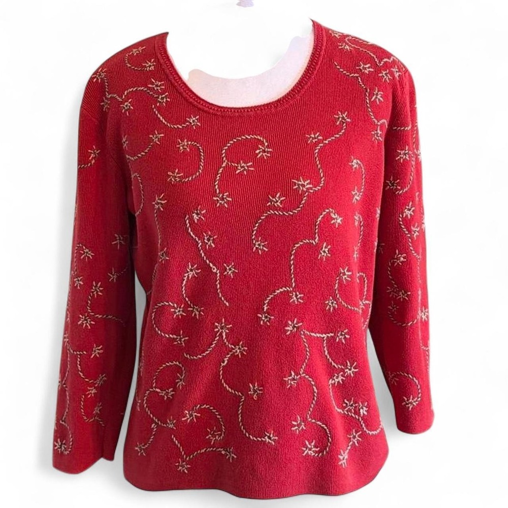 Vintage Talbots (100% cotton) red embroidered Small